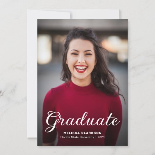 Formal Elegant Script Photo Graduation Invitation (Devant)