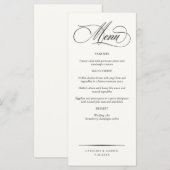Formal Elegant Script Wedding Menu (Devant / Derrière)