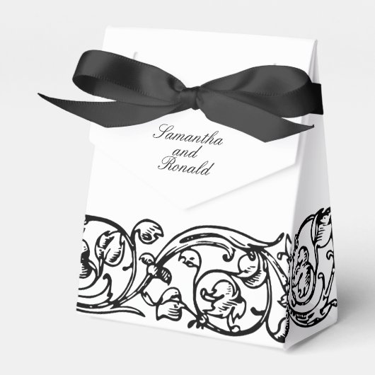Formal Elegant Zwart-wit Favor Box Bedankdoosjes (Voorkant Zijde)
