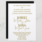 Formal Gold Black Tie Wedding Invitation (Devant / Derrière)