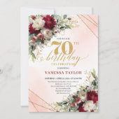 Formal Gold Floral Seventieth Birthday Invitation (Devant)