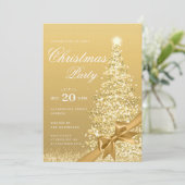 Formal Gold Winter Christmas Tree Bow Holiday Kaart (Staand voorkant)