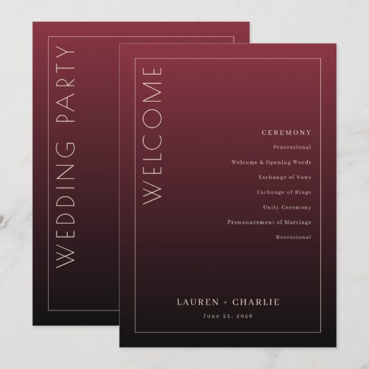 Formal Maroon Ceremony Program Programma (Voorkant / Achterkant)