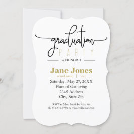 FORMAL MODERN SCRIPT Graduation Party Invitation Kaart