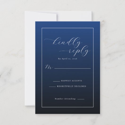 Formal Navy Blue RSVP Card (Devant)