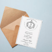 Formal Ornate Crest Monogram Wedding Invitation