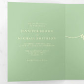 Formal Pistachio & Cream Modern Wedding Drieluik Kaart (Binnenzijde eerst)