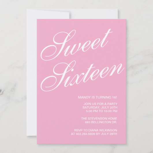 Formal Rose Sweet 16 Invitations (Devant)