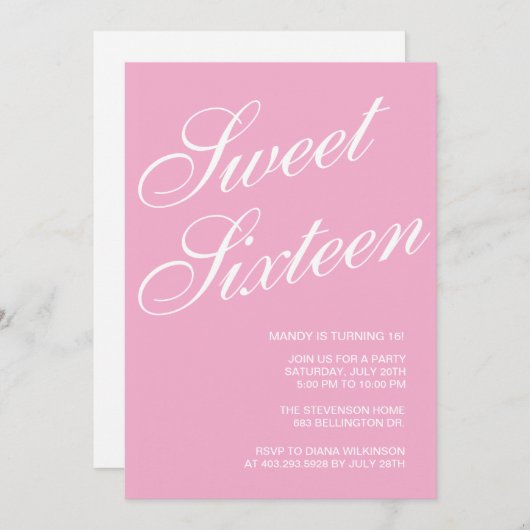 Formal Rose Sweet 16 Invitations (Devant / Derrière)