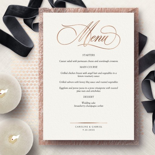 Formal Script Calligraphy Wedding Menu Folie Uitnodiging