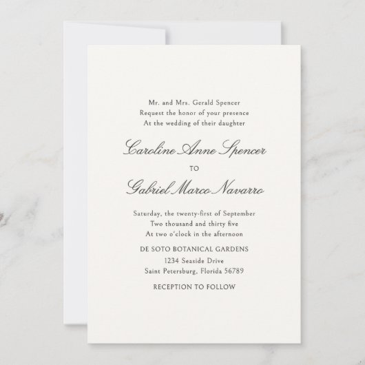 Formal Simple Classic Wedding Invitation (Devant)