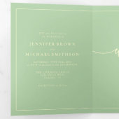 Formal Simple Frame Modern Wedding Pistachio Drieluik Kaart (Binnenzijde eerst)