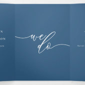 Formal Simple Navy Blue Wedding Drieluik Kaart (Binnenkant midden)
