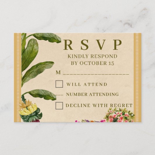 Formal Traditional Wedding RSVP Card | Elegant (Voorkant)