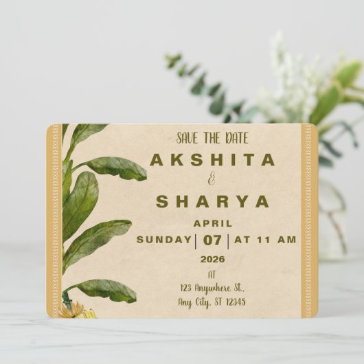 Formal Traditional Wedding Save the Date (Debout devant)