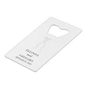 Formal White Bow Ribbon Elegant Wedding Kredietkaart Flessenopener (Voorkant Gekanteld)