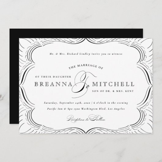 Formalité Flouris Élégant Mariage Invitation (Devant / Derrière)