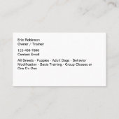 Formation des chiens Cartes de visite modernes (Dos)