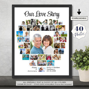 Forme cardiaque 40 Photo Collage Notre histoire d'