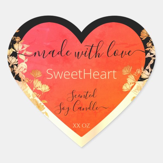 Forme de coeur Produit Emballage Étiquette Orange (Devant)
