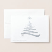 Forme de l'arbre de Noël - Carte de voeux Argent (Derrière avec enveloppe)