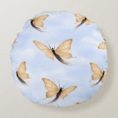 Forme de papillon poétique - Coussin rond ciel ble (Devant)