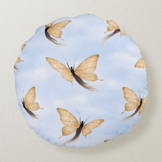 Forme de papillon poétique - Coussin rond ciel ble (Dos)