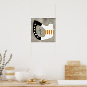 Forme libre - Orange noir et blanc Poster Mur Art (Cuisine)