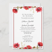 Forme Rouge Floral Rouge & Blanc Faire-part de mar (Devant)