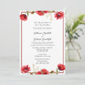 Forme Rouge Floral Rouge & Blanc Faire-part de mar (Debout devant)