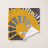 Forme spirale, abstraite, pois, gris, jaune (Gant de toilette)