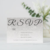 Formeel bedrijf Fundraiser Silver Glitter RSVP Kaartje (Staand voorkant)