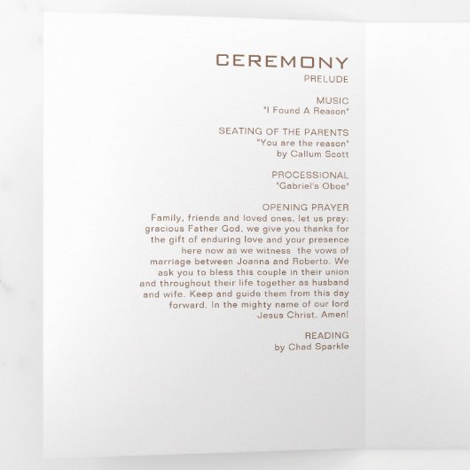 Formeel bruin Roos Floral drivoudig weddenschap Drieluik Uitnodiging (Binnenzijde eerst)