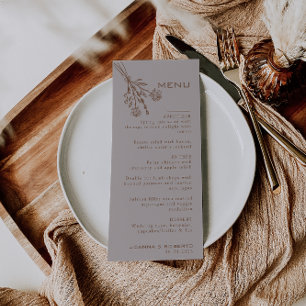 Formeel bruin Roos Floral Wedding Menu