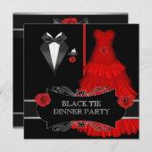 Formeel diner White Black Stropdas Red 2a Kaart (Voorkant / Achterkant)