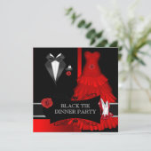 Formeel dinerfeest Black Tie Rode Schoen Kaart (Staand voorkant)