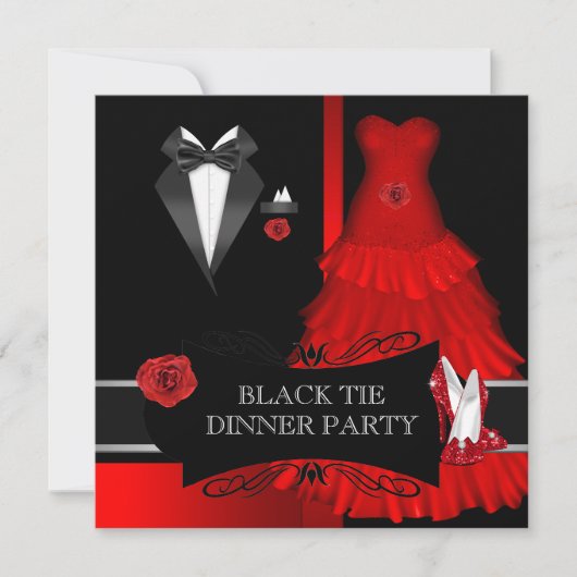 Formeel dinerfeest Black Tie Rode Schoen Kaart (Voorkant)