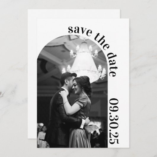 Formeel Eenvoudig Zwart en Wit Save the Date (Voorkant / Achterkant)