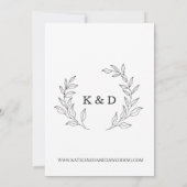 Formeel eldig elegant modern bladerwitje kaart (Achterkant)