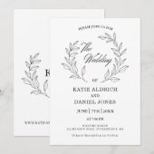 Formeel eldig elegant modern bladerwitje kaart (Voorkant / Achterkant)