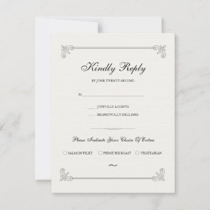 formeel elegant RSVP-kaart met maaltijdkeuze RSVP Kaartje