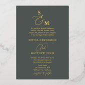 Formeel Elege Script Monogram 4 Foto Bruiloft Folie Uitnodiging (Voorkant)