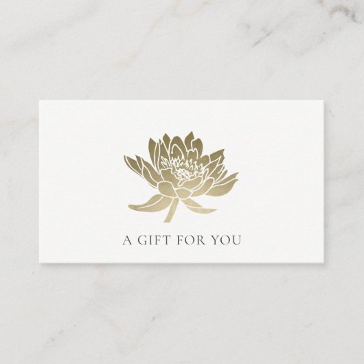 FORMEEL FAUX GOLD LOTUS FLORAL GIFT-CERTIFICAAT VISITEKAARTJE (Voorkant)