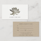 FORMEEL FAUX SILVER LOTUS FLORAL GIFT-CERTIFICAAT VISITEKAARTJE (Voorkant / Achterkant)