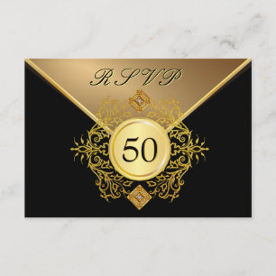 Formeel Gold Black 50e verjaardag Jubileum RSVP Kaartje