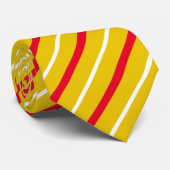 Formeel Gold Red en White Striped Stropdas (Opgerold)