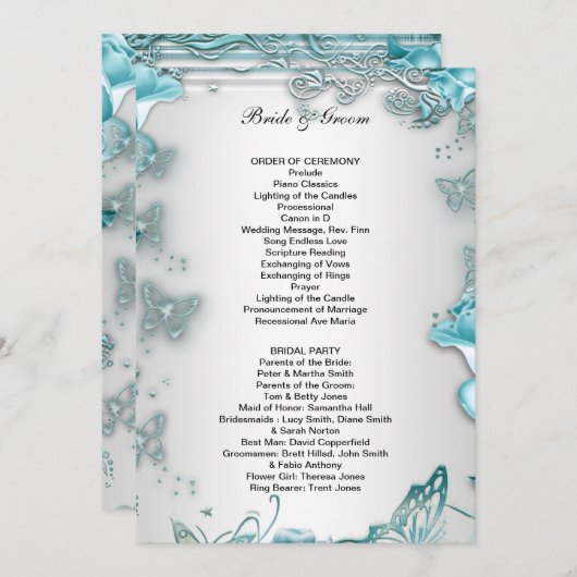 Formeel huwelijksprogramma blauw programma (Voorkant / Achterkant)