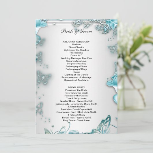 Formeel huwelijksprogramma blauw programma (Staand voorkant)