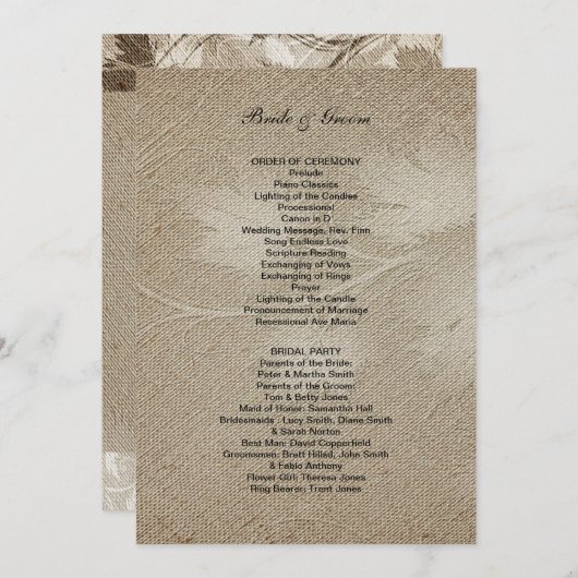 Formeel huwelijksprogramma programma (Voorkant / Achterkant)