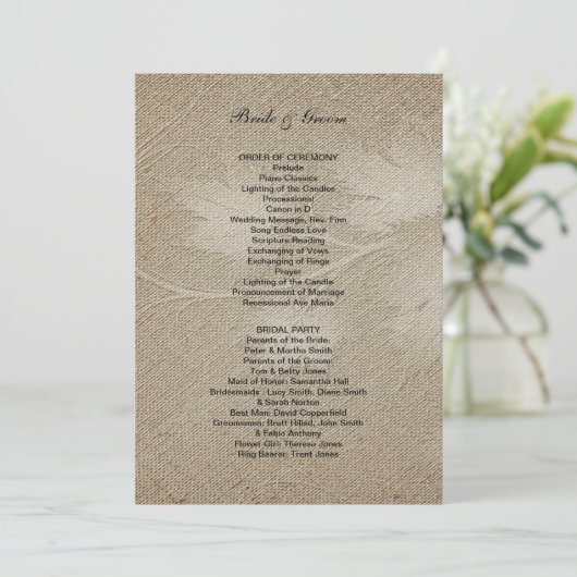 Formeel huwelijksprogramma programma (Staand voorkant)